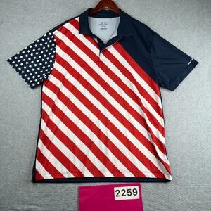 Snake Eyes USA Flag Performance Polo Shirt Mens XL Stretch Golf Casual Patriotic